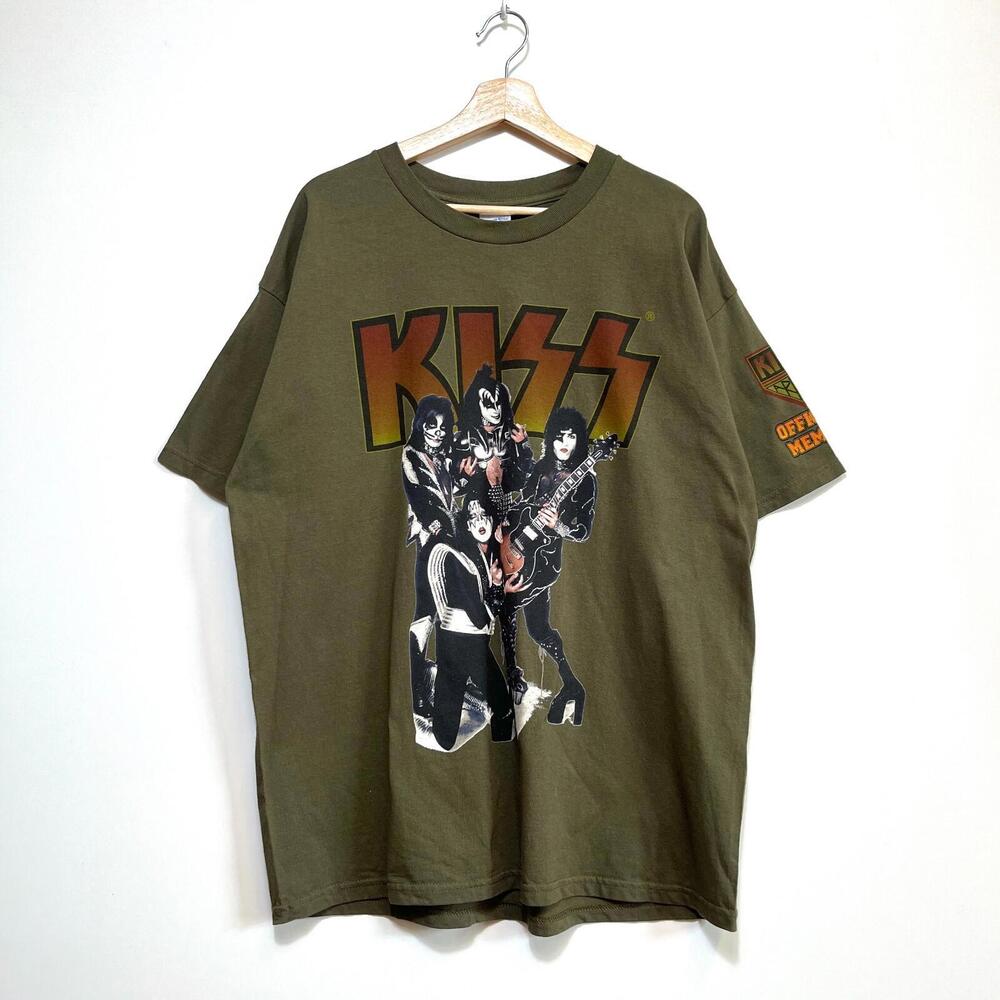 Vintage 90s Kiss Green T-shirt Size XL Official Member Fan Club